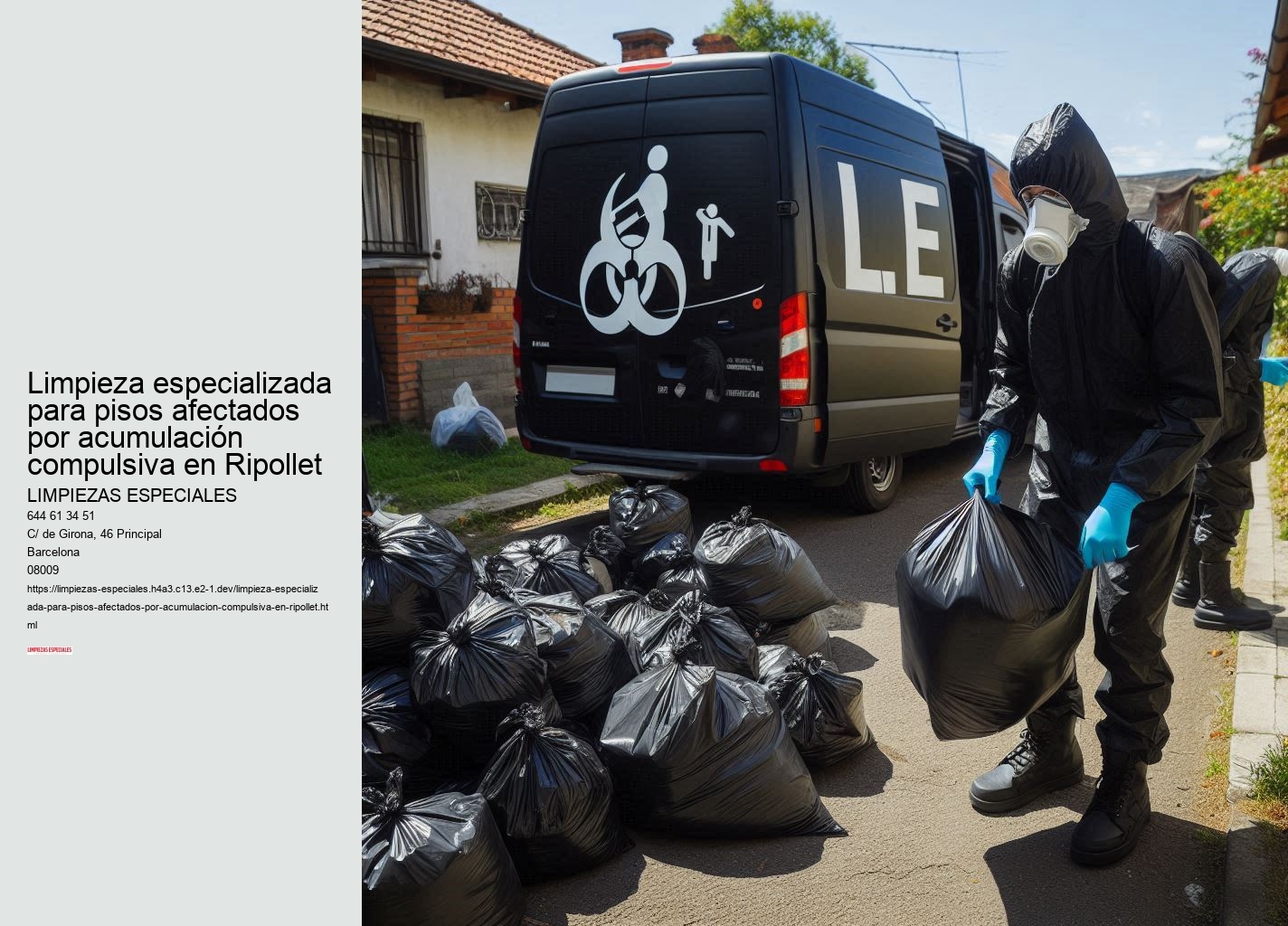 Servicios de Limpiezas Especiales para el síndrome de Diógenes